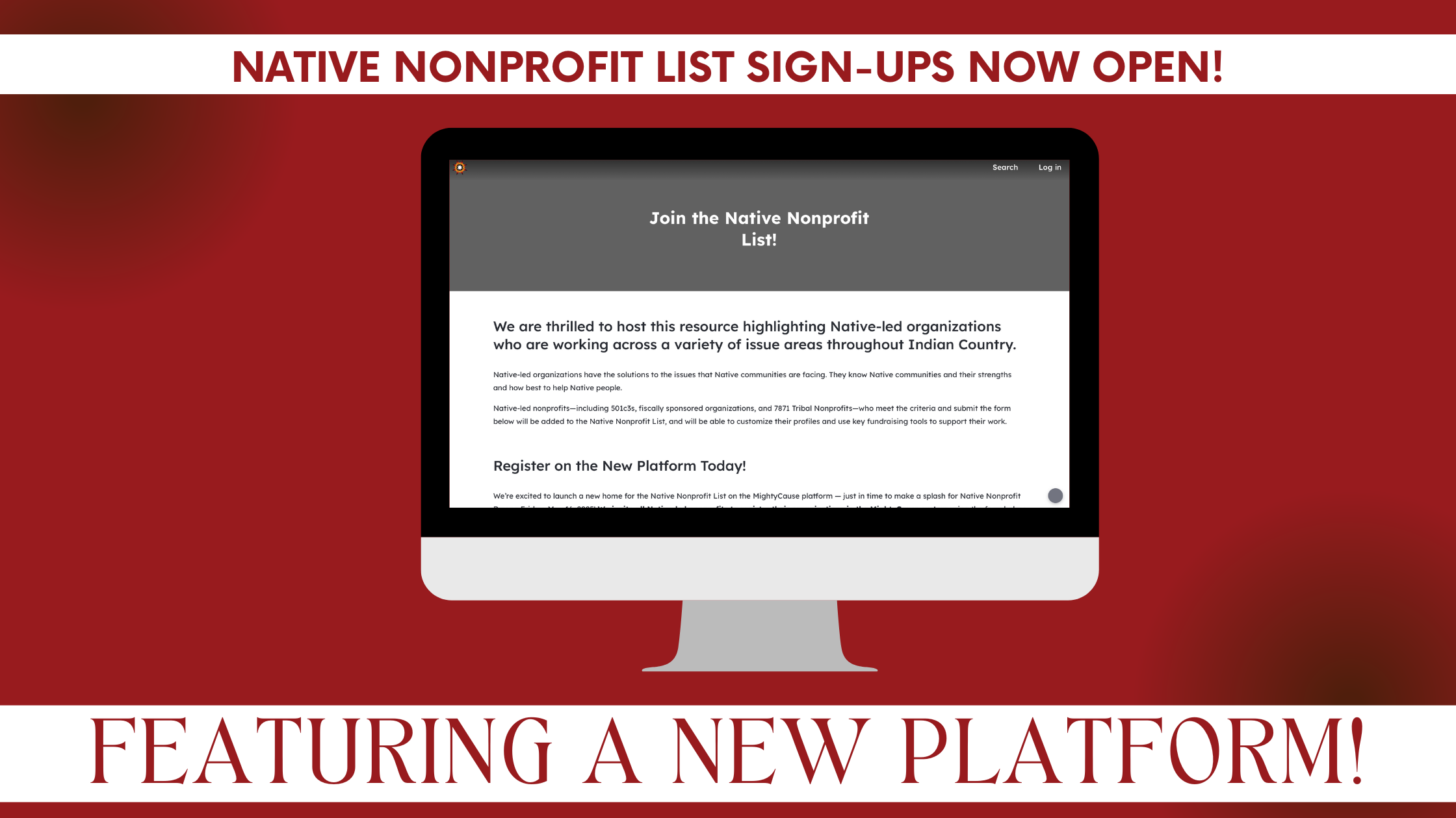 Native Nonprofit List on the MightyCause platform