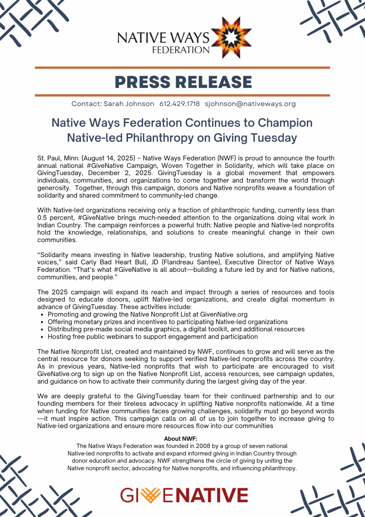 Native Way Native Ways Federation Continues to Champion Native-led Philanthropy on ...